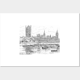 HOUSES OF PARLIAMENT VIEWED FROM THE RIVER THAMES Posters and Art